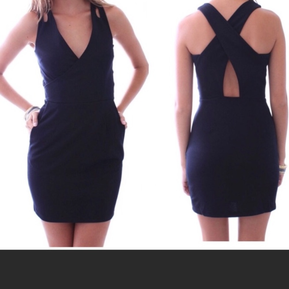 Black sleeveless wrap style dress